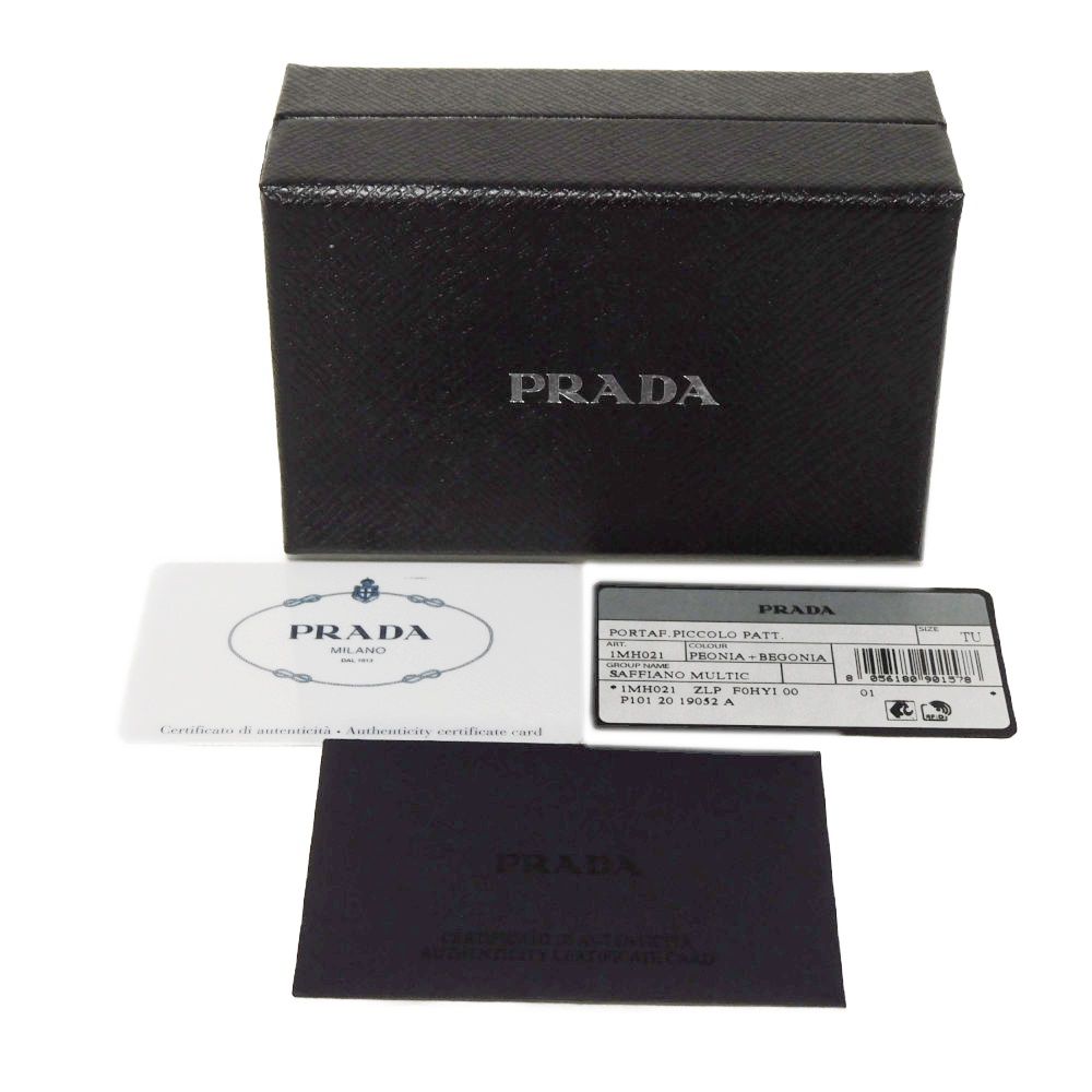 PRADA Tri-fold wallet 1MH021 ZLP F0HYI Safiano leather (stamped) Peonia x Begonia logo metal Saffiano Mini Wallet