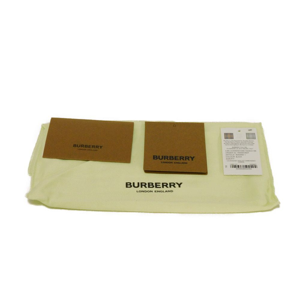 BURBERRY Long Wallet Purse 8054850 Smooth Calfskin Leather black Logo foil stamping Embossed Check Continental Wallet