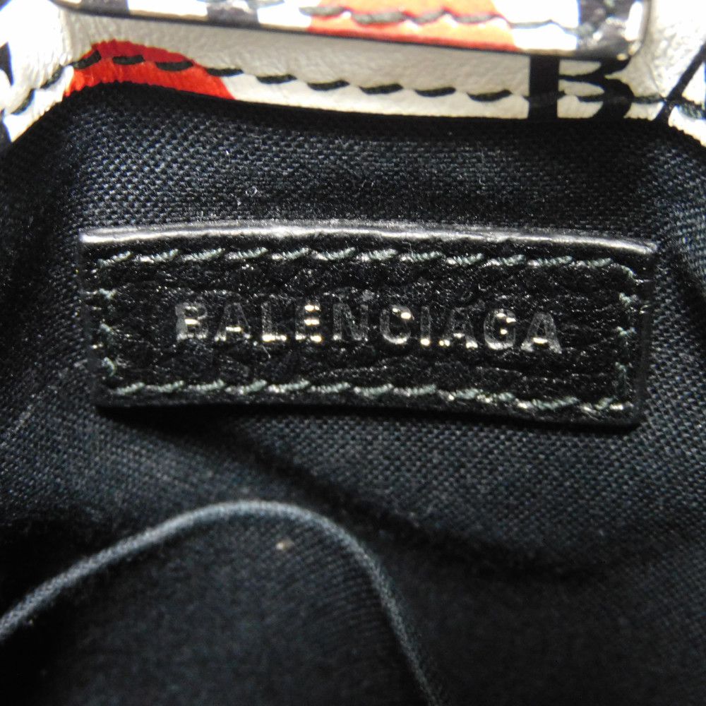 BALENCIAGA Handbag 593826 1BW5N 9065 Calf leather white logo bonjour paris shopping phone holder
