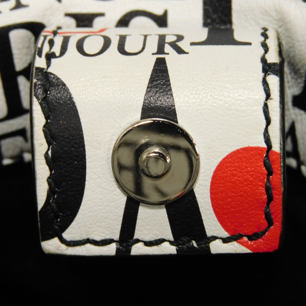 BALENCIAGA Handbag 593826 1BW5N 9065 Calf leather white logo bonjour paris shopping phone holder