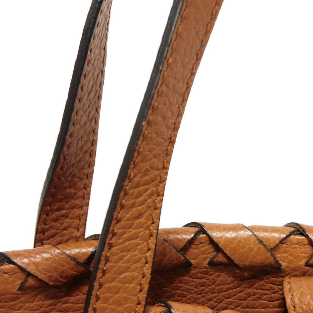 GUCCI Tote Bag 354666 Calf leather (embossed) Brown charm Bamboo Tassel Large Tote