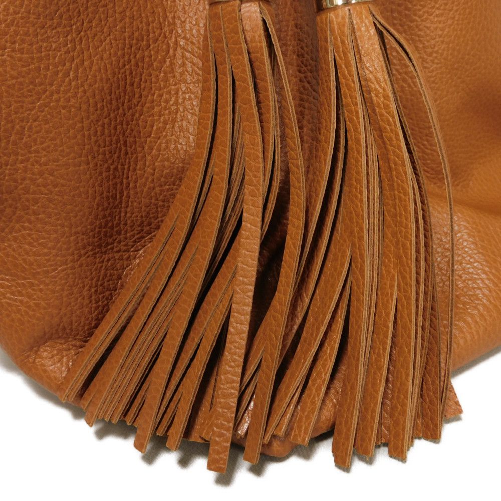 GUCCI Tote Bag 354666 Calf leather (embossed) Brown charm Bamboo Tassel Large Tote