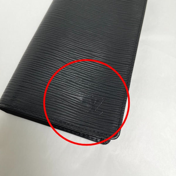 LOUIS VUITTON Long Wallet Purse M63212 Epi Leather Noir Folded wallet Epi Porto Cartes Crdit mens Used Authentic