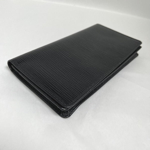 LOUIS VUITTON Long Wallet Purse M63212 Epi Leather Noir Folded wallet Epi Porto Cartes Crdit mens Used Authentic