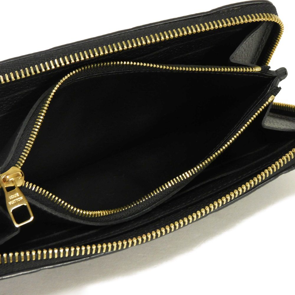 LOUIS VUITTON Long Wallet Purse M60171 Implant leather (monogram embossed) black Monogram Unplant Portefeuille Clemence