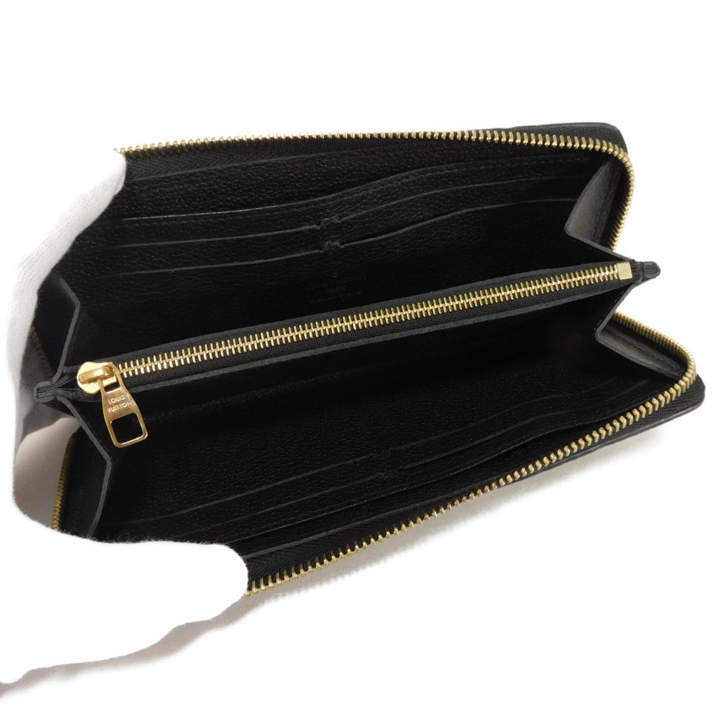 LOUIS VUITTON Long Wallet Purse M60171 Implant leather (monogram embossed) black Monogram Unplant Portefeuille Clemence