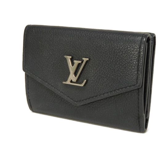 LOUIS VUITTON Tri-fold wallet M63921 Grain calf leather (embossed) Noir LV logo Portefeuille Rock Mini