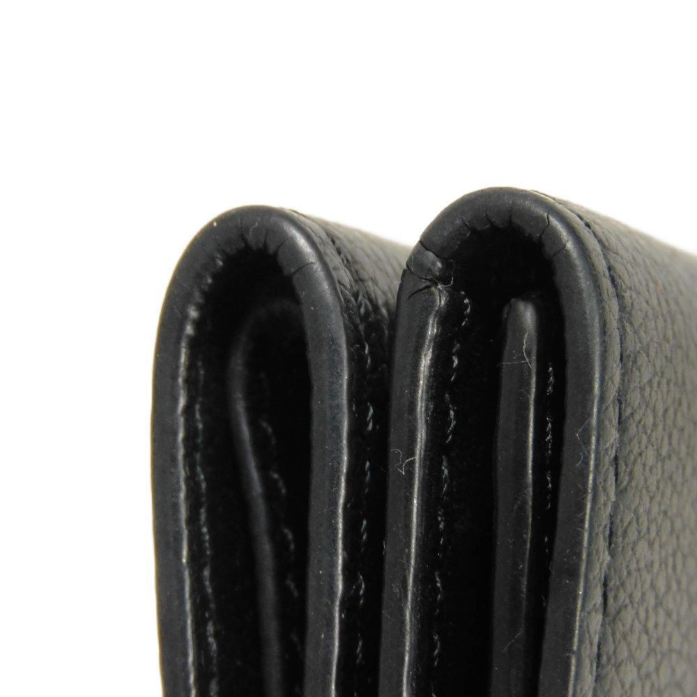 LOUIS VUITTON Tri-fold wallet M63921 Grain calf leather (embossed) Noir LV logo Portefeuille Rock Mini