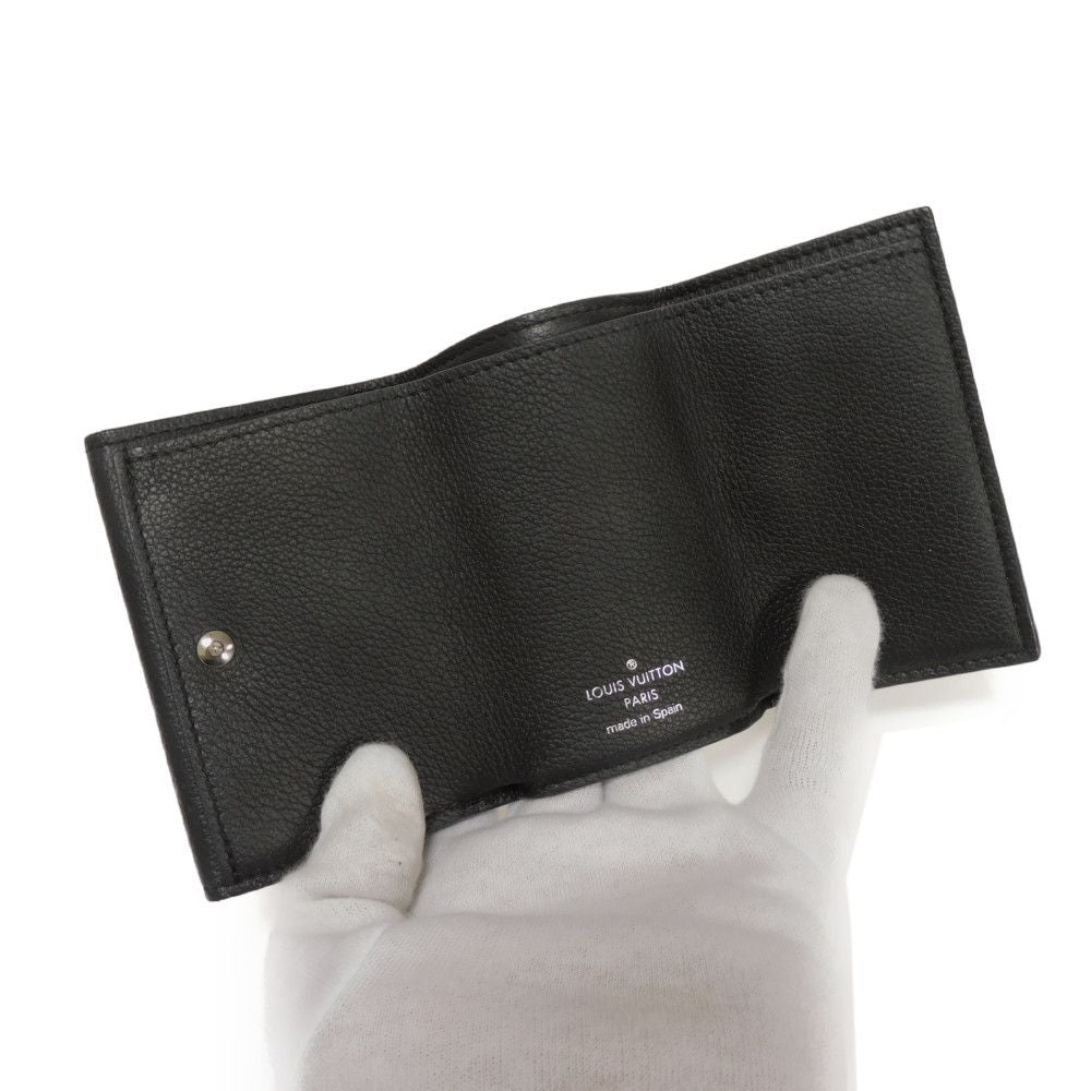 LOUIS VUITTON Tri-fold wallet M63921 Grain calf leather (embossed) Noir LV logo Portefeuille Rock Mini