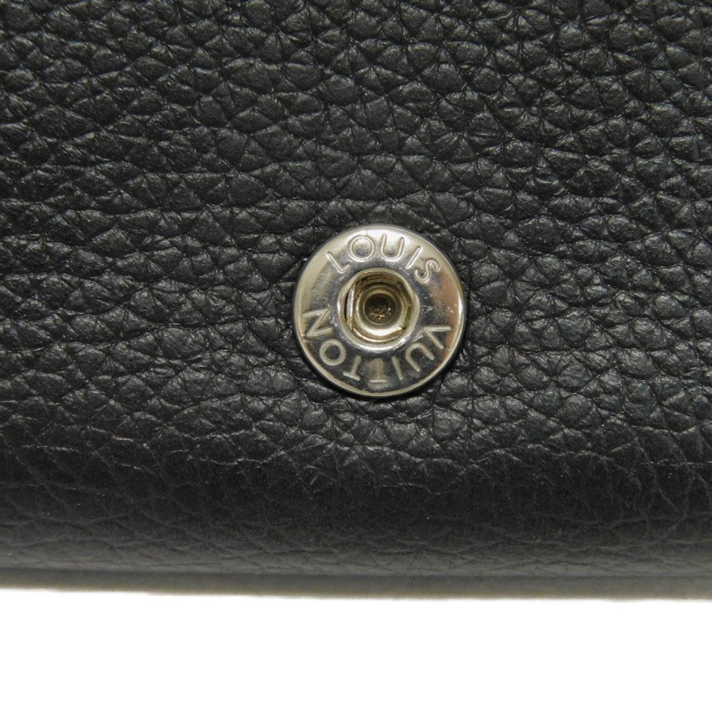 LOUIS VUITTON Tri-fold wallet M63921 Grain calf leather (embossed) Noir LV logo Portefeuille Rock Mini