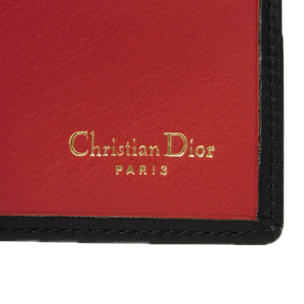 Dior Tri-fold wallet Smooth Calfskin Leather black CD logo trifold wallet