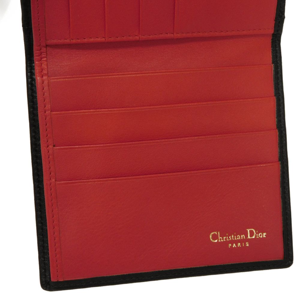 Dior Tri-fold wallet Smooth Calfskin Leather black CD logo trifold wallet