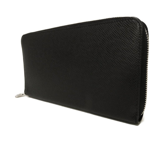 LOUIS VUITTON Long Wallet Purse M30056 Taiga leather (stamped) black Taiga Zippy Organizer NM