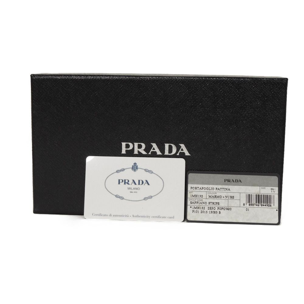 PRADA Bifold Wallet 1MH132 2E3O F0PGW Safiano leather (stamped) Marmo logo Saffiano Stripe Long Flap Wallet