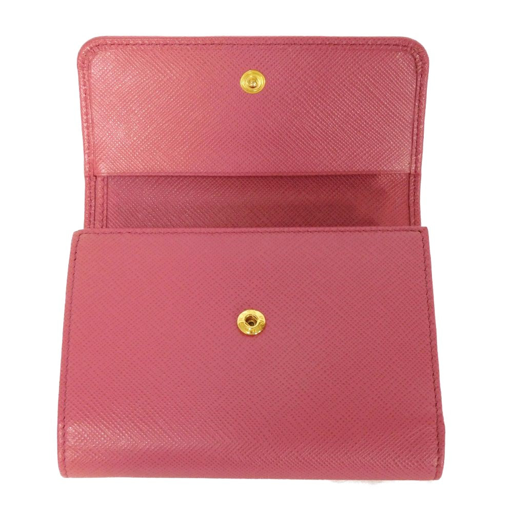 PRADA Tri-fold wallet 1MH025 QWA F0505 Safiano leather (stamped) Rose pink logo metal Saffiano compact wallet