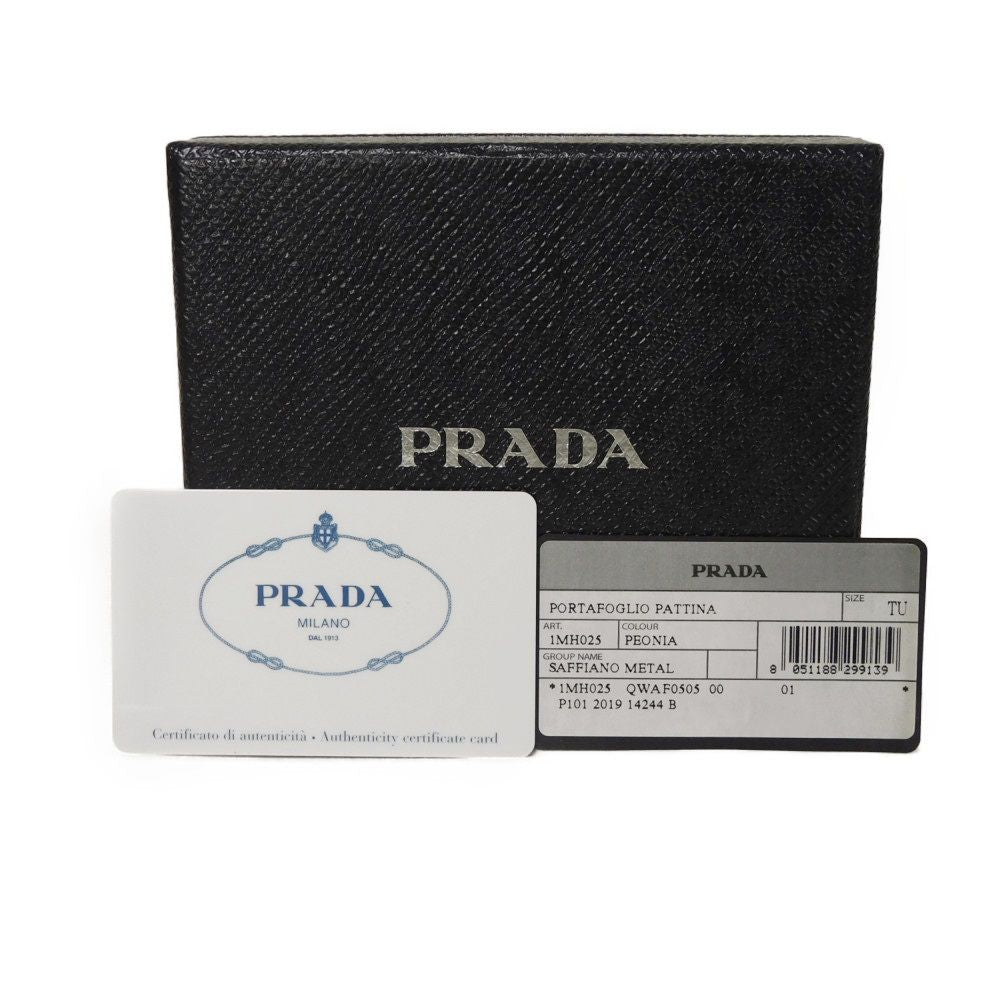 PRADA Tri-fold wallet 1MH025 QWA F0505 Safiano leather (stamped) Rose pink logo metal Saffiano compact wallet