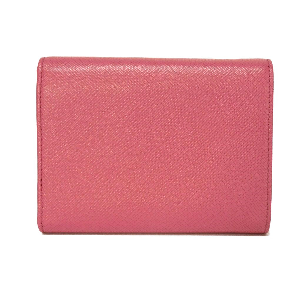 PRADA Tri-fold wallet 1MH025 QWA F0505 Safiano leather (stamped) Rose pink logo metal Saffiano compact wallet