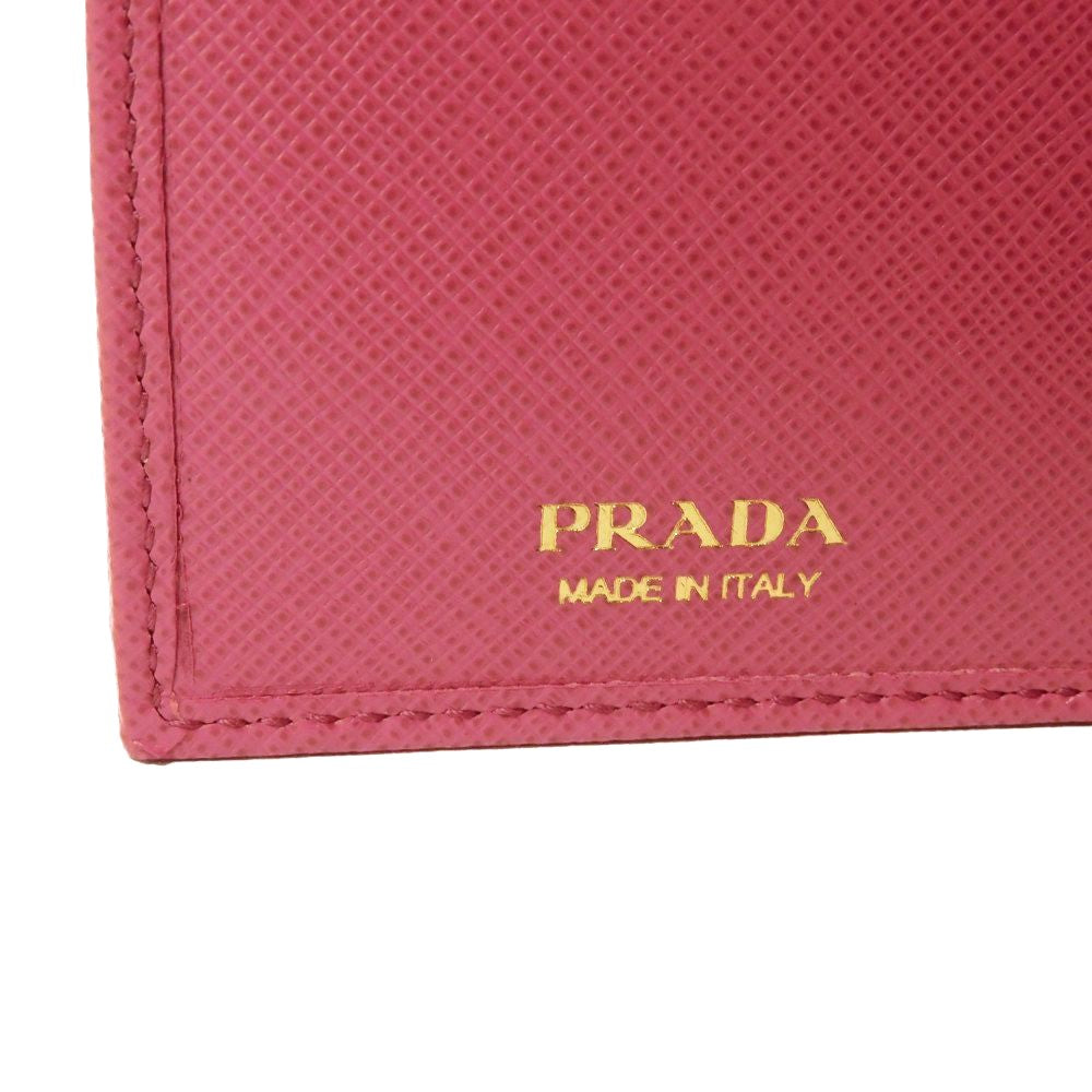 PRADA Tri-fold wallet 1MH025 QWA F0505 Safiano leather (stamped) Rose pink logo metal Saffiano compact wallet