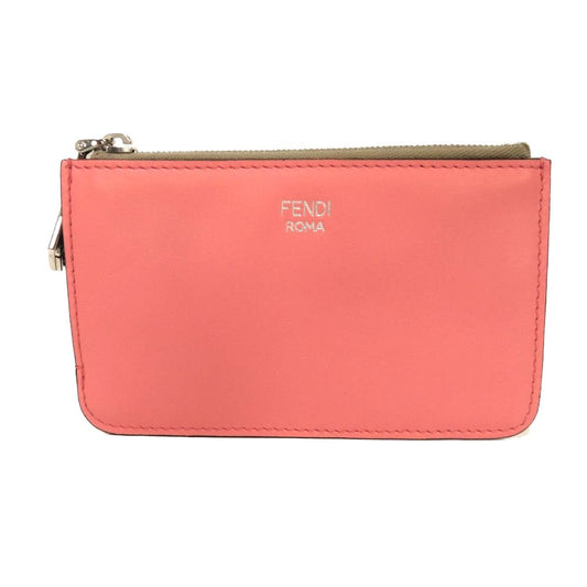 FENDI Coin case 8AP161 ALWA F1L2E Smooth calf leather x grain leather (embossed) Pink Dahlia logo FF Diamond Fragment Case