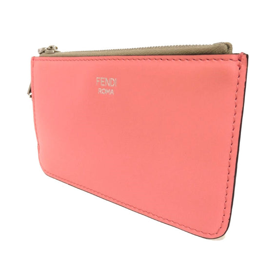 FENDI Coin case 8AP161 ALWA F1L2E Smooth calf leather x grain leather (embossed) Pink Dahlia logo FF Diamond Fragment Case