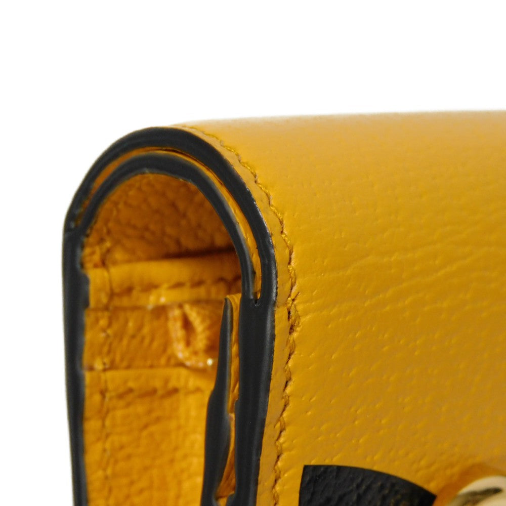 GUCCI Bifold Wallet 702248 DJ24G 7673 Textured leather yellow Adidas Horsebit Shoulder Compact Wallet Women(Unisex) Used Authentic
