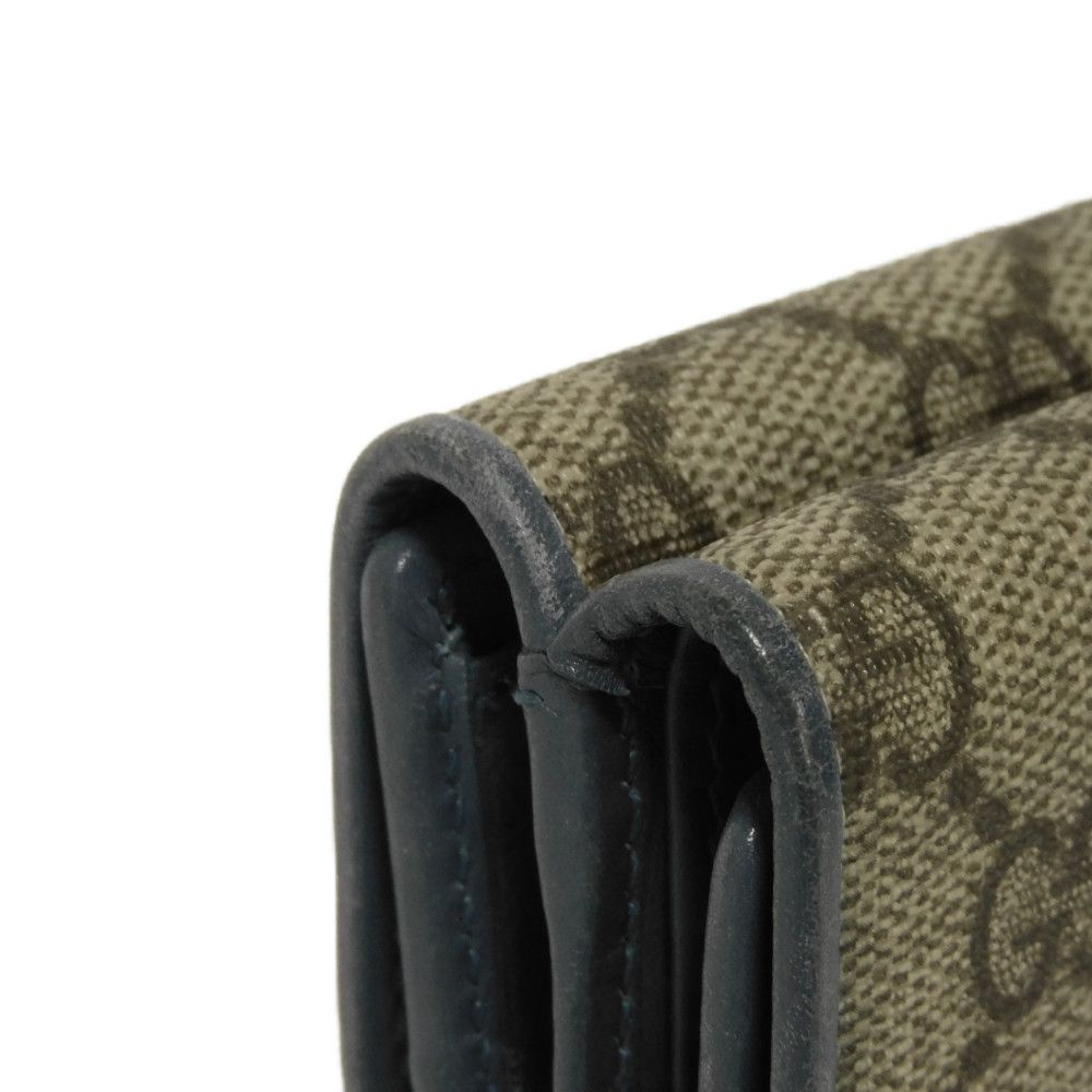 GUCCI Tri-fold wallet 256442 GG Supreme canvas (polyurethane finish) x calf leather beige Double G GG Supreme Mini Wallet