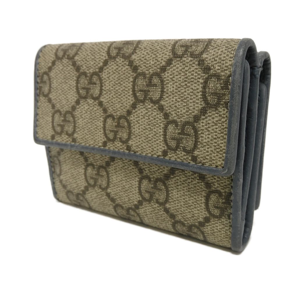 GUCCI Tri-fold wallet 256442 GG Supreme canvas (polyurethane finish) x calf leather beige Double G GG Supreme Mini Wallet