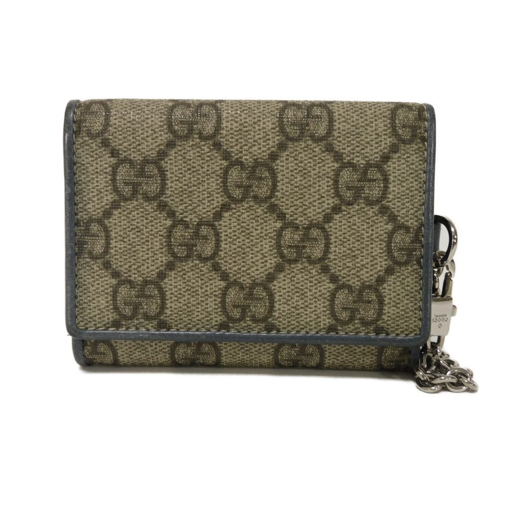 GUCCI Tri-fold wallet 256442 GG Supreme canvas (polyurethane finish) x calf leather beige Double G GG Supreme Mini Wallet
