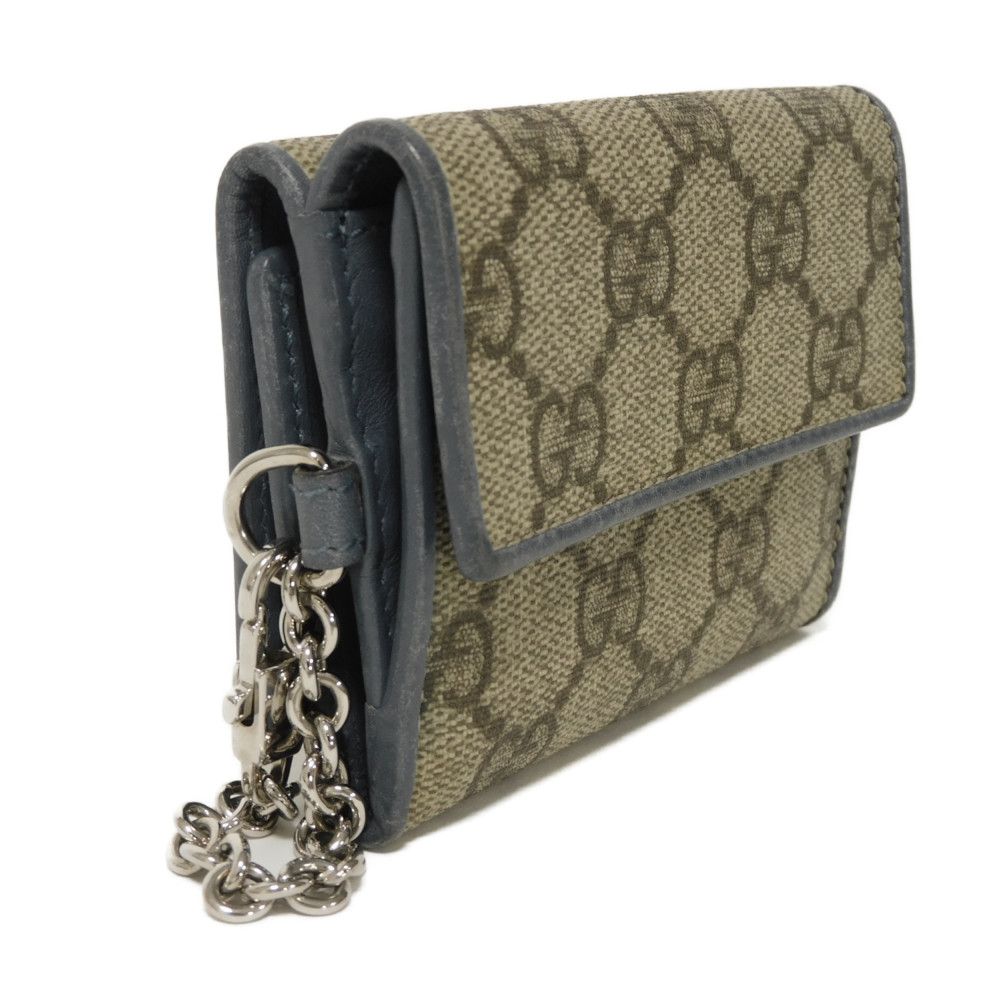 GUCCI Tri-fold wallet 256442 GG Supreme canvas (polyurethane finish) x calf leather beige Double G GG Supreme Mini Wallet