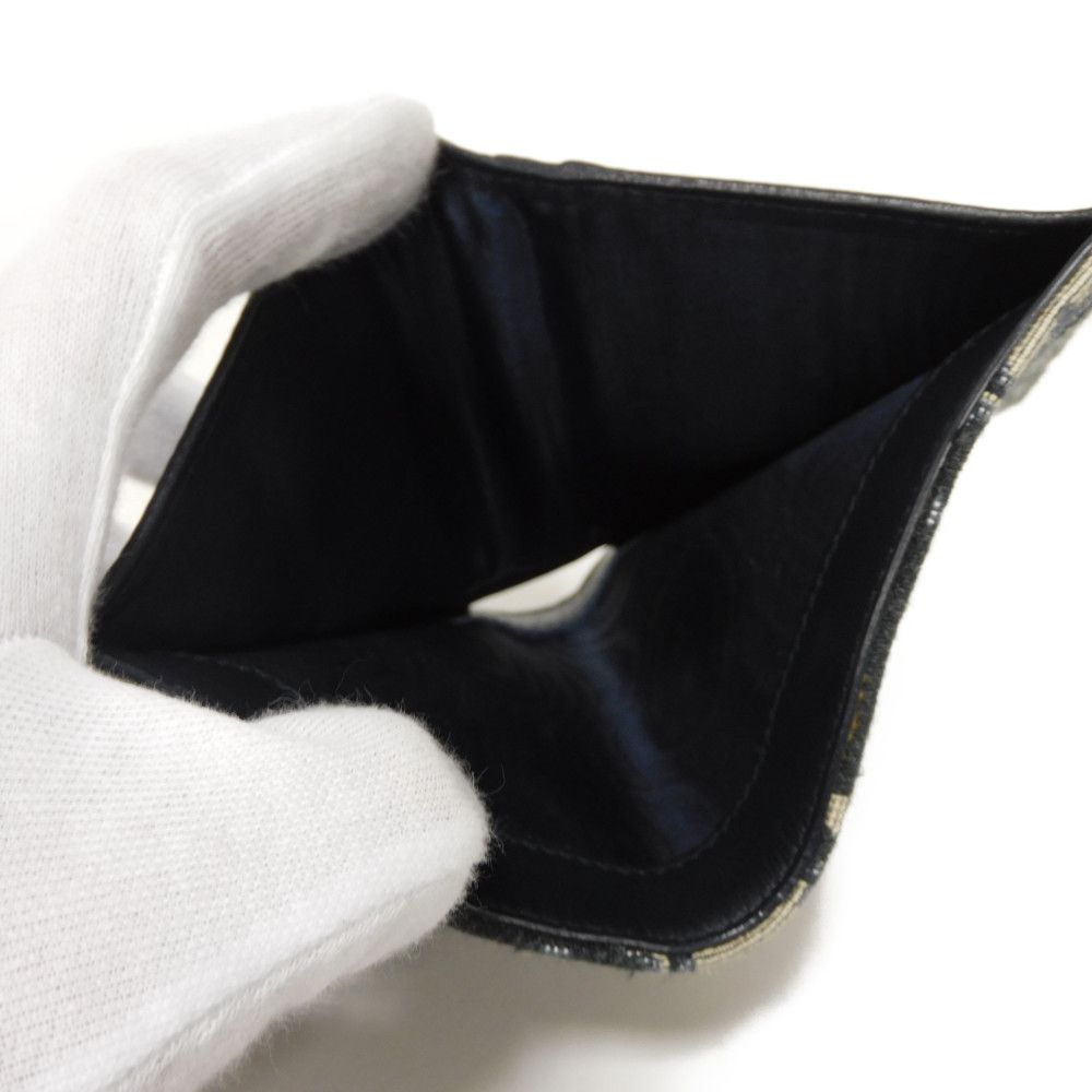 Dior Bifold Wallet Jaguar canvas Beige x black x navy Oblique jacquard Compact wallet