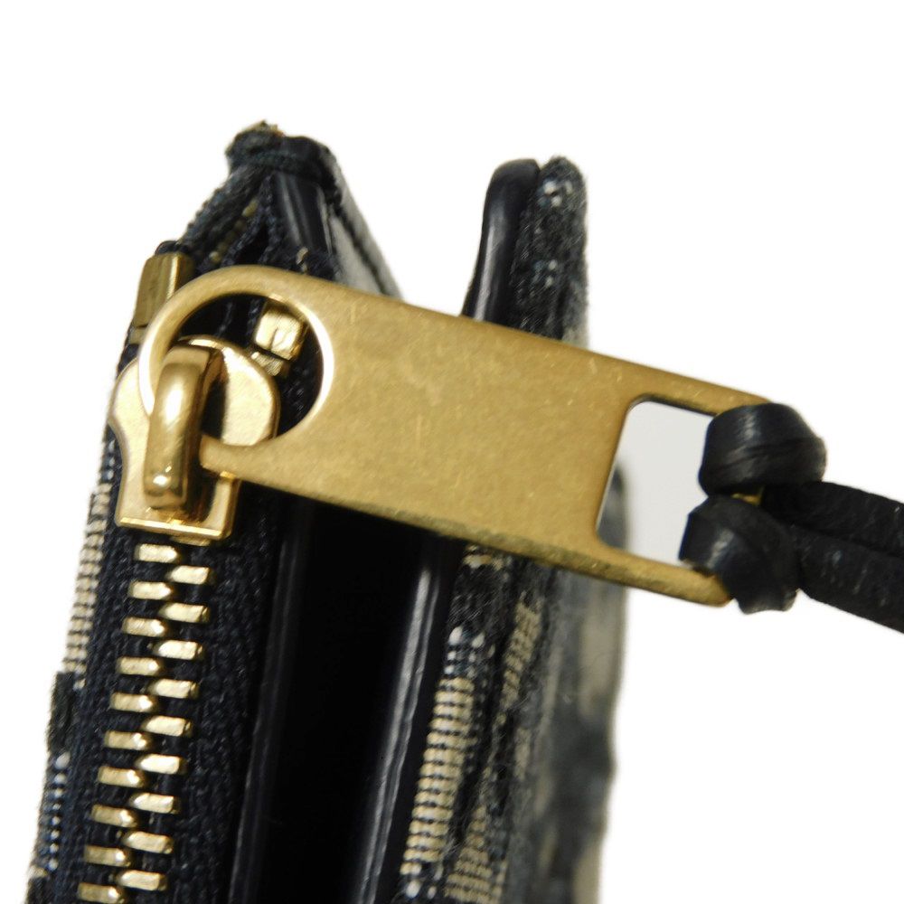 Dior Bifold Wallet Jaguar canvas Beige x black x navy Oblique jacquard Compact wallet