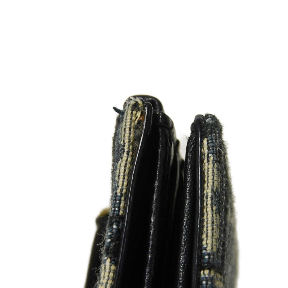 Dior Bifold Wallet Jaguar canvas Beige x black x navy Oblique jacquard Compact wallet