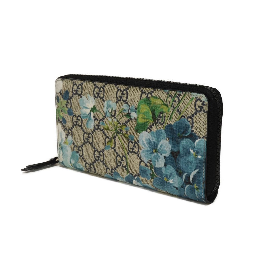 GUCCI Long Wallet Purse 408665 KU2HN 8499 canvas beige GG Supreme GG Blooms Zip Around Wallet