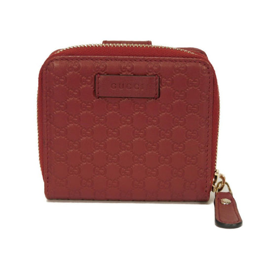 GUCCI Bifold Wallet 449395 BMJ1G 6420 Gucci Shima Leather (GG stamped) Red Micro GG Shima Guccissima Compact Zip Wallet