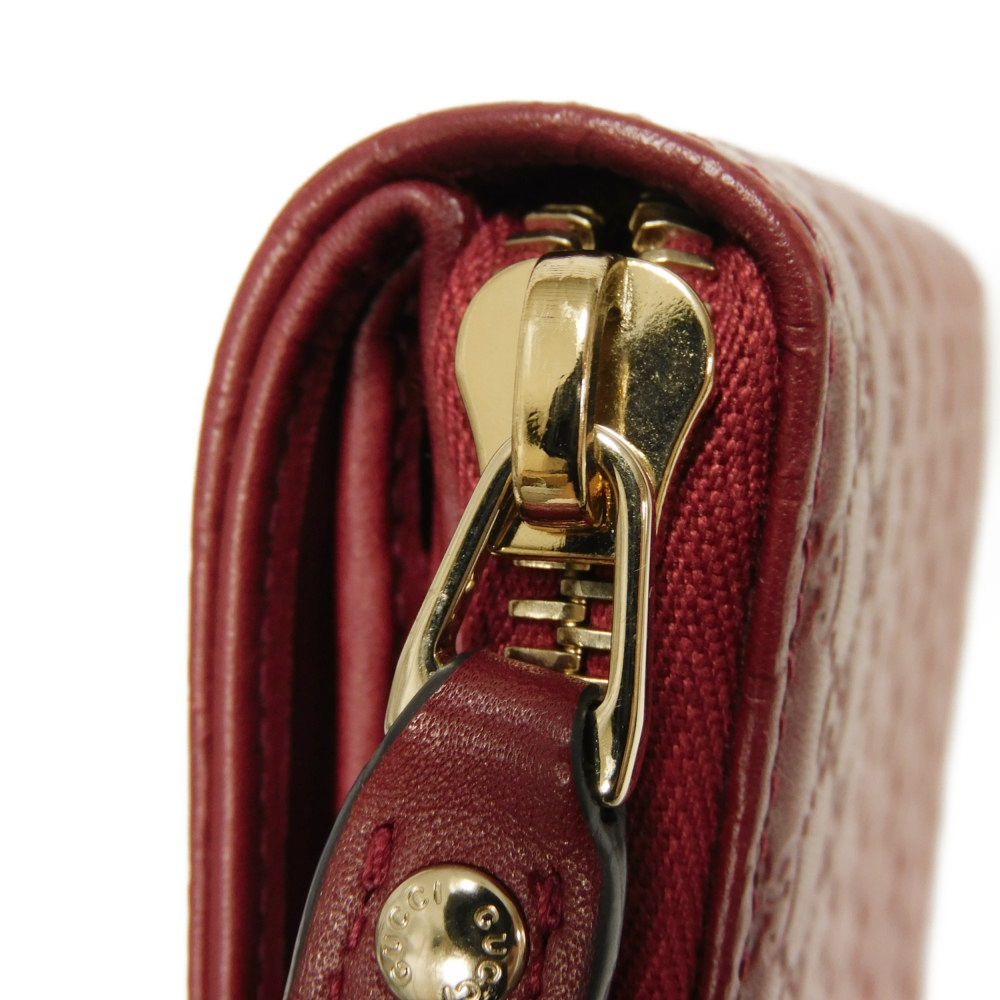 GUCCI Bifold Wallet 449395 BMJ1G 6420 Gucci Shima Leather (GG stamped) Red Micro GG Shima Guccissima Compact Zip Wallet