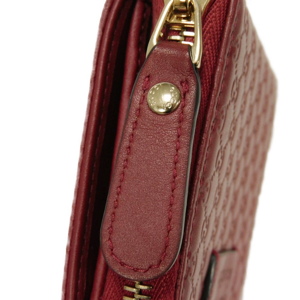 GUCCI Bifold Wallet 449395 BMJ1G 6420 Gucci Shima Leather (GG stamped) Red Micro GG Shima Guccissima Compact Zip Wallet