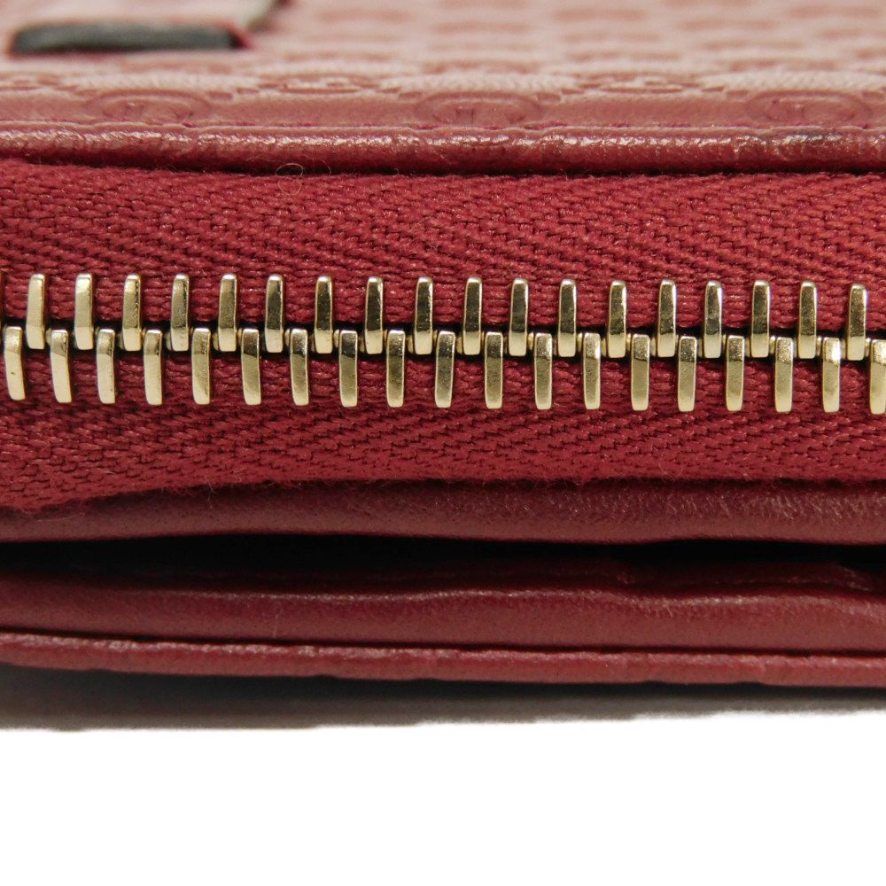 GUCCI Bifold Wallet 449395 BMJ1G 6420 Gucci Shima Leather (GG stamped) Red Micro GG Shima Guccissima Compact Zip Wallet