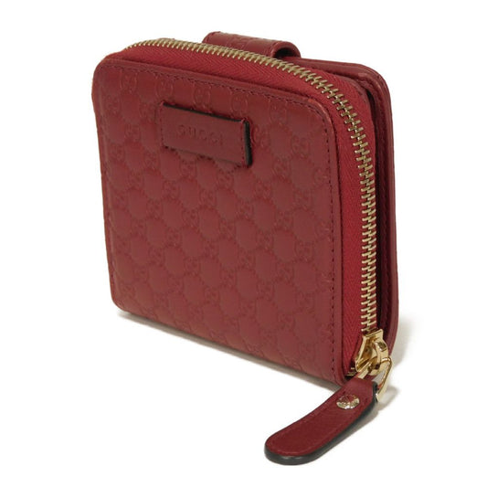 GUCCI Bifold Wallet 449395 BMJ1G 6420 Gucci Shima Leather (GG stamped) Red Micro GG Shima Guccissima Compact Zip Wallet