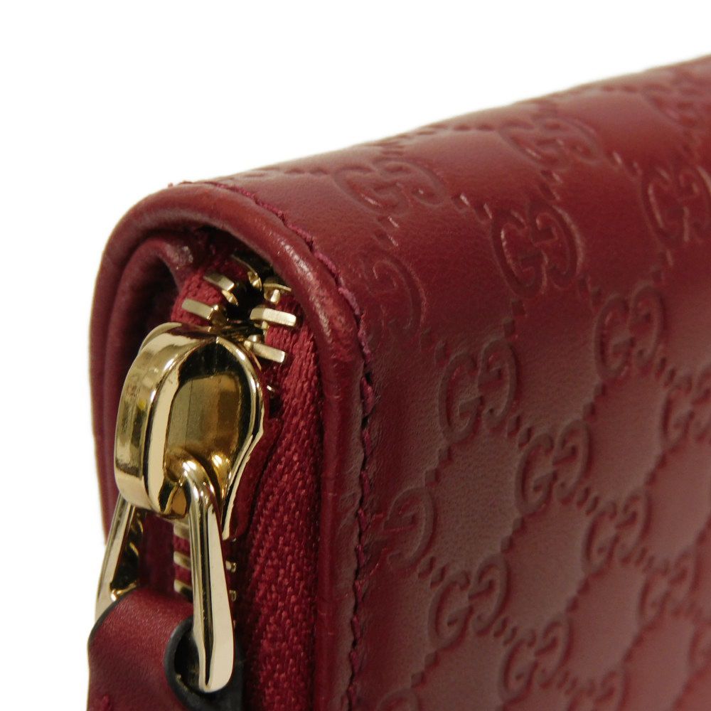 GUCCI Bifold Wallet 449395 BMJ1G 6420 Gucci Shima Leather (GG stamped) Red Micro GG Shima Guccissima Compact Zip Wallet