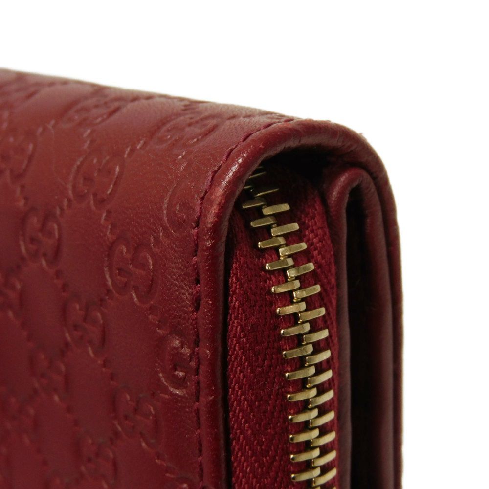 GUCCI Bifold Wallet 449395 BMJ1G 6420 Gucci Shima Leather (GG stamped) Red Micro GG Shima Guccissima Compact Zip Wallet