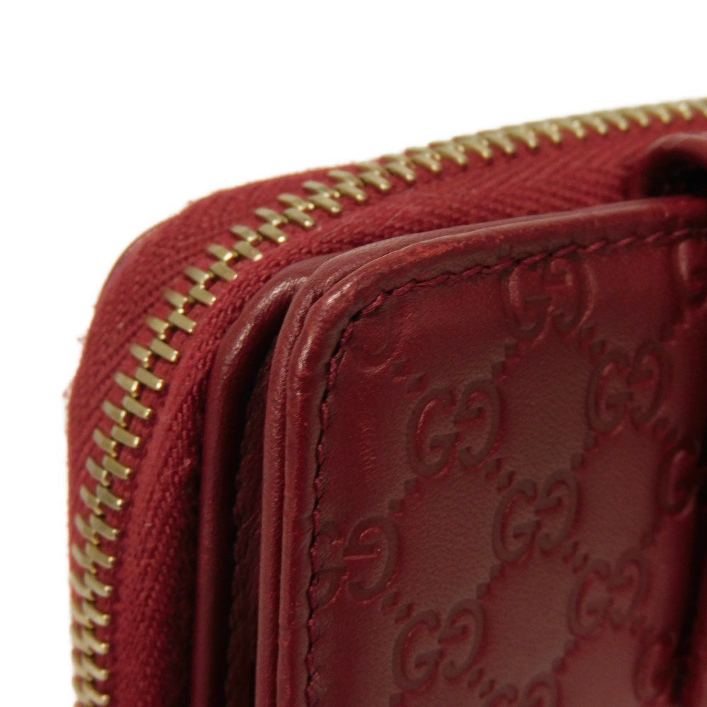 GUCCI Bifold Wallet 449395 BMJ1G 6420 Gucci Shima Leather (GG stamped) Red Micro GG Shima Guccissima Compact Zip Wallet