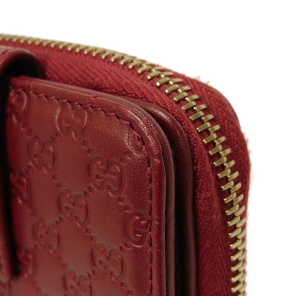 GUCCI Bifold Wallet 449395 BMJ1G 6420 Gucci Shima Leather (GG stamped) Red Micro GG Shima Guccissima Compact Zip Wallet