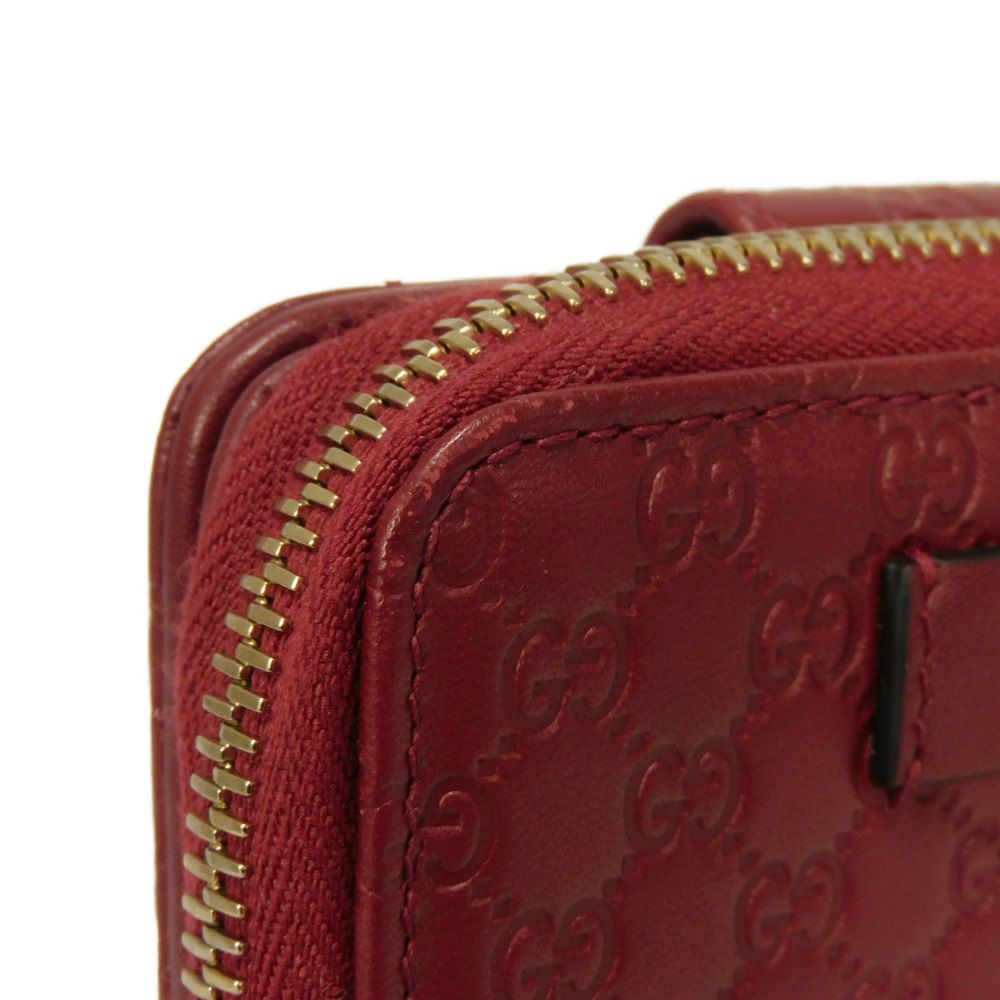 GUCCI Bifold Wallet 449395 BMJ1G 6420 Gucci Shima Leather (GG stamped) Red Micro GG Shima Guccissima Compact Zip Wallet