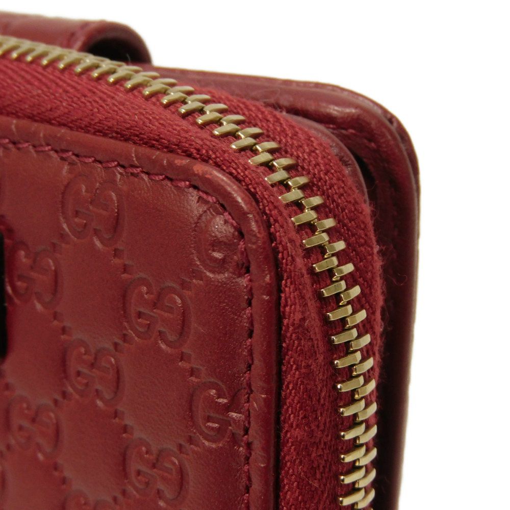GUCCI Bifold Wallet 449395 BMJ1G 6420 Gucci Shima Leather (GG stamped) Red Micro GG Shima Guccissima Compact Zip Wallet
