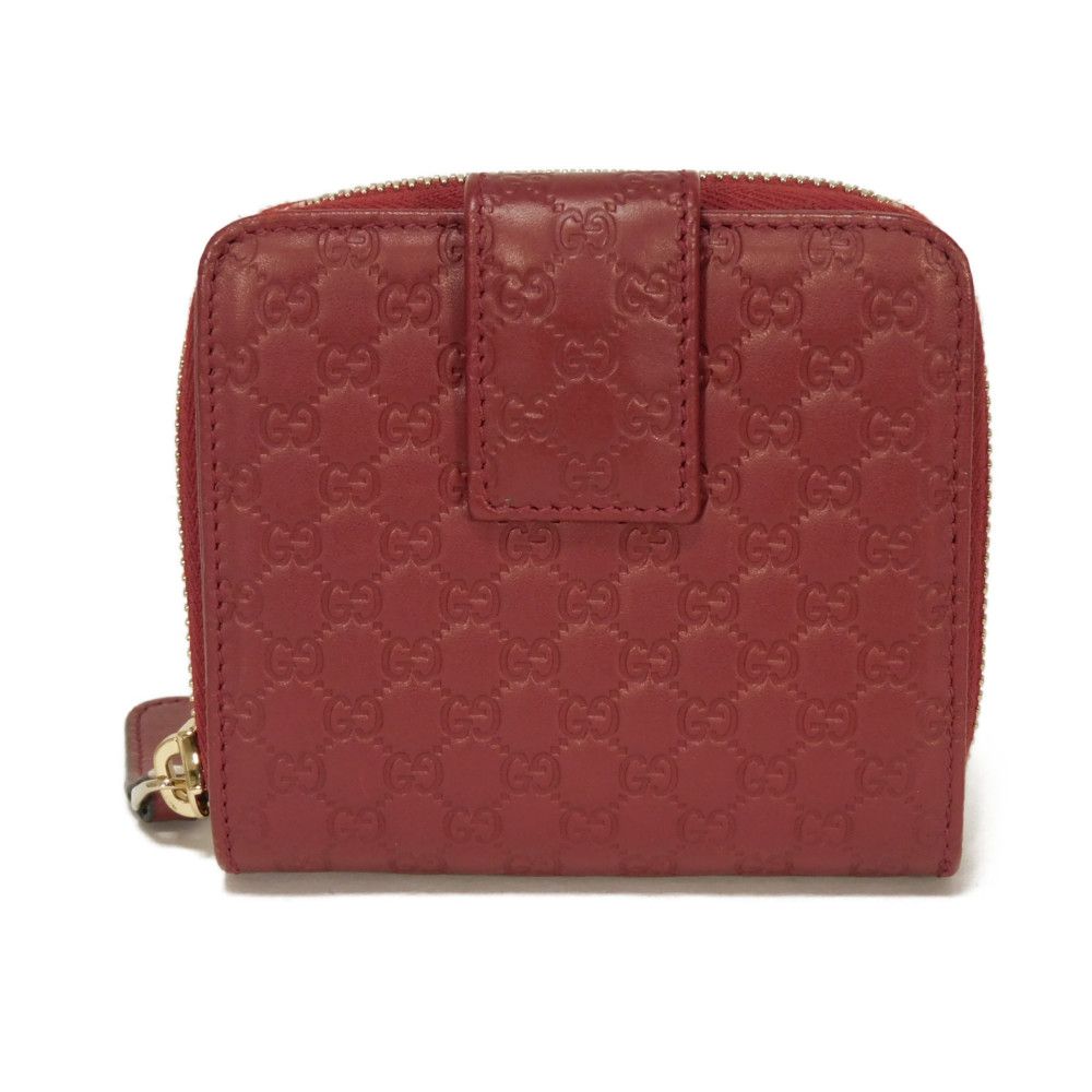 GUCCI Bifold Wallet 449395 BMJ1G 6420 Gucci Shima Leather (GG stamped) Red Micro GG Shima Guccissima Compact Zip Wallet