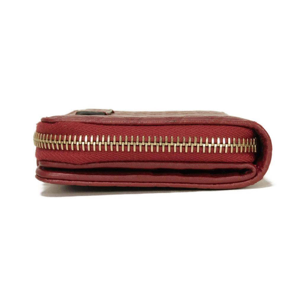 GUCCI Bifold Wallet 449395 BMJ1G 6420 Gucci Shima Leather (GG stamped) Red Micro GG Shima Guccissima Compact Zip Wallet