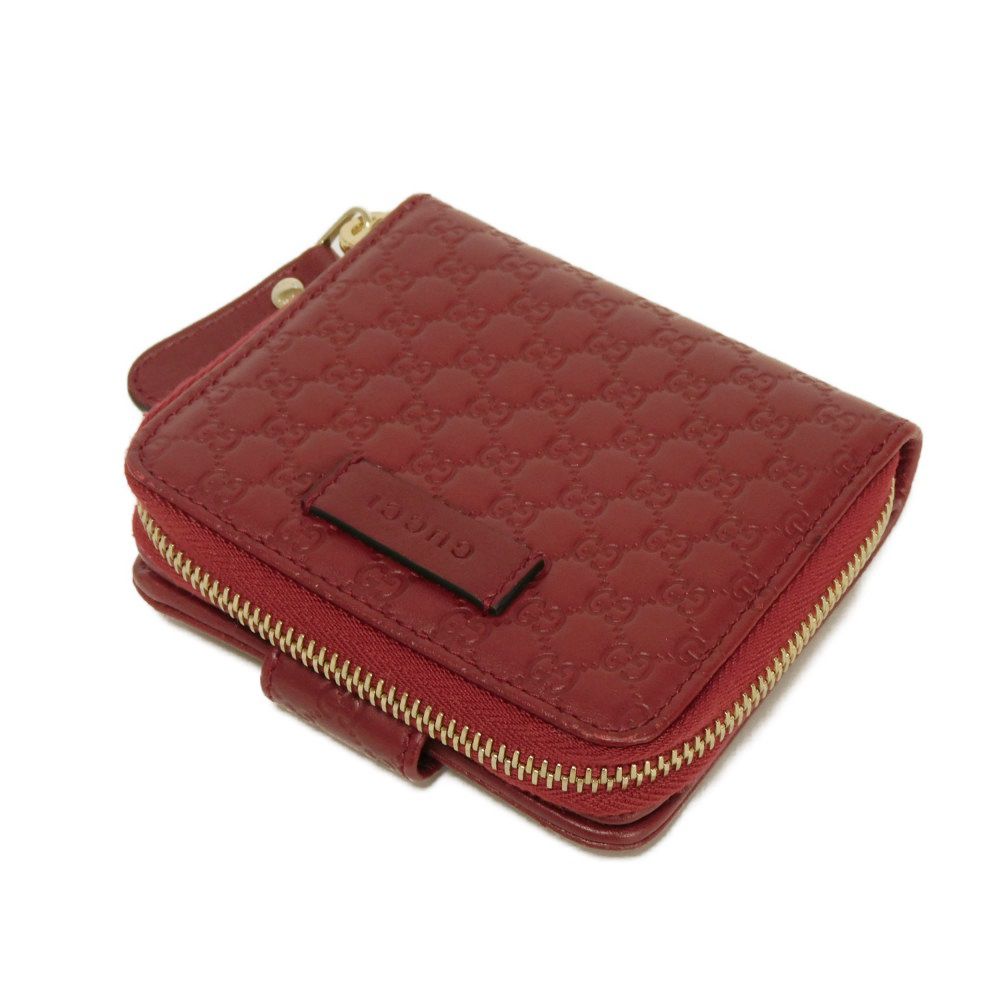 GUCCI Bifold Wallet 449395 BMJ1G 6420 Gucci Shima Leather (GG stamped) Red Micro GG Shima Guccissima Compact Zip Wallet