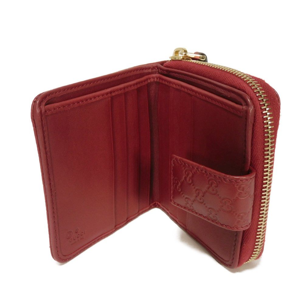 GUCCI Bifold Wallet 449395 BMJ1G 6420 Gucci Shima Leather (GG stamped) Red Micro GG Shima Guccissima Compact Zip Wallet
