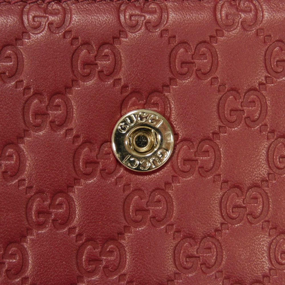 GUCCI Bifold Wallet 449395 BMJ1G 6420 Gucci Shima Leather (GG stamped) Red Micro GG Shima Guccissima Compact Zip Wallet