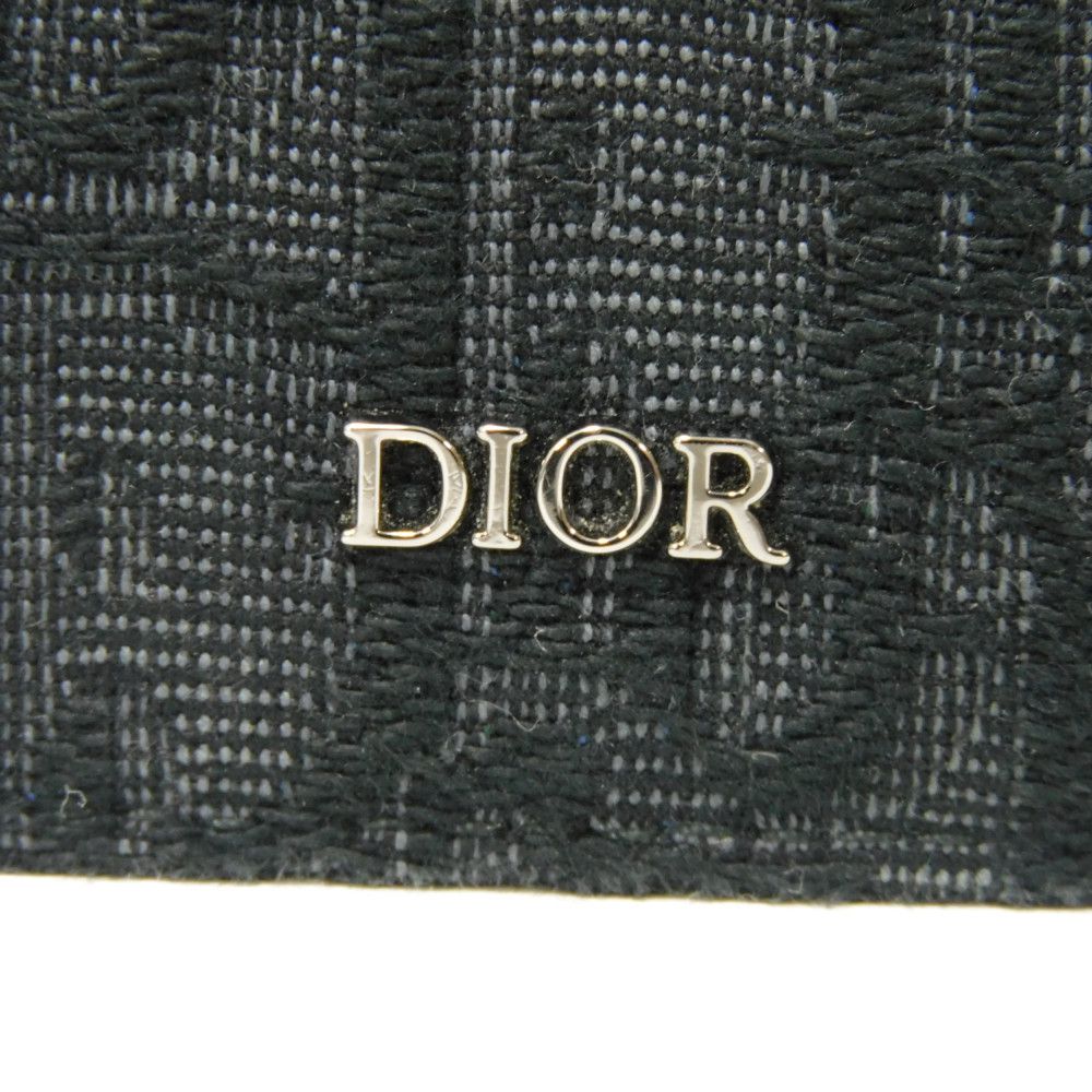 Dior Bifold Wallet 2ESBH069YSE_H03E Jacquard canvas x smooth calf leather black logo metal Oblique Jacquard Money Clip Wallet